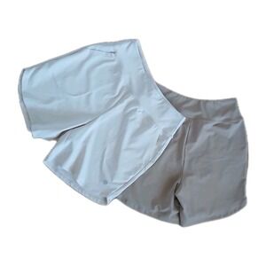Lot Gradual Shorts Women's Medium Performance Activewear Stretch Beige & White